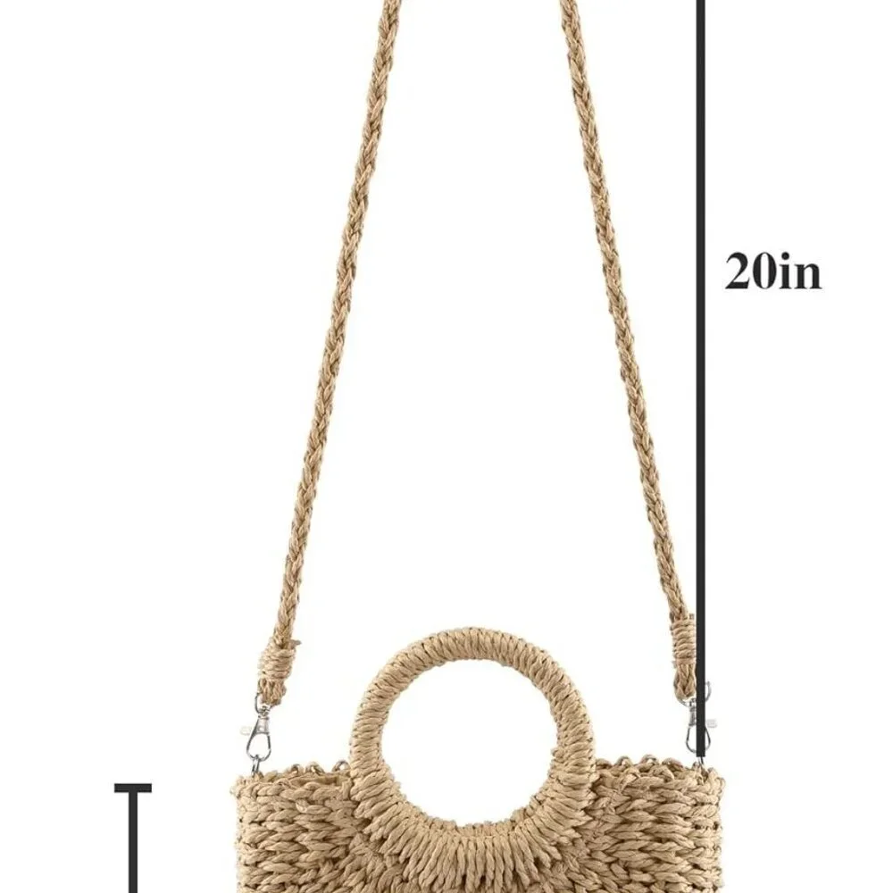 Small Straw Beach Bag Women Crossbody Handle Purse Summer Travel Resort